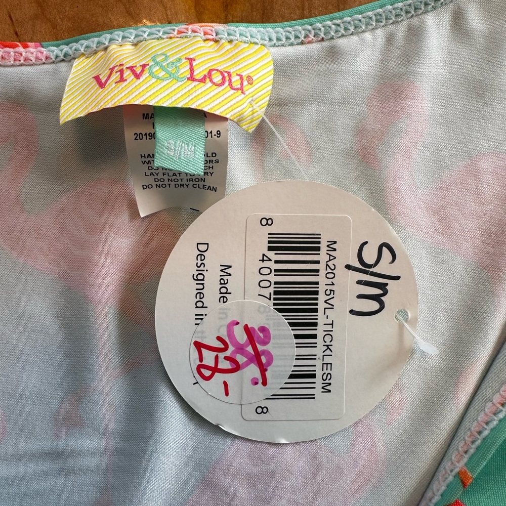 Viv & Lou Flamingo Swim Cover Up Tunic Dress NWT Tropical S/M Cruise Summer New - Picture 5 of 10